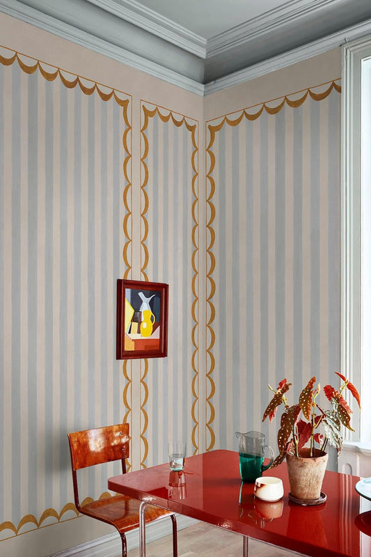  Scallop Panel Light Blue/Ochre