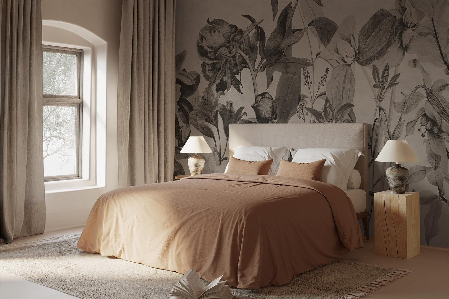  Luxe Botanical Mural Warm Beige