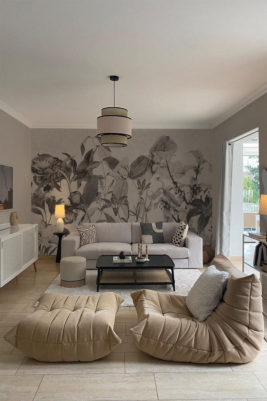  Luxe Botanical Mural Warm Beige