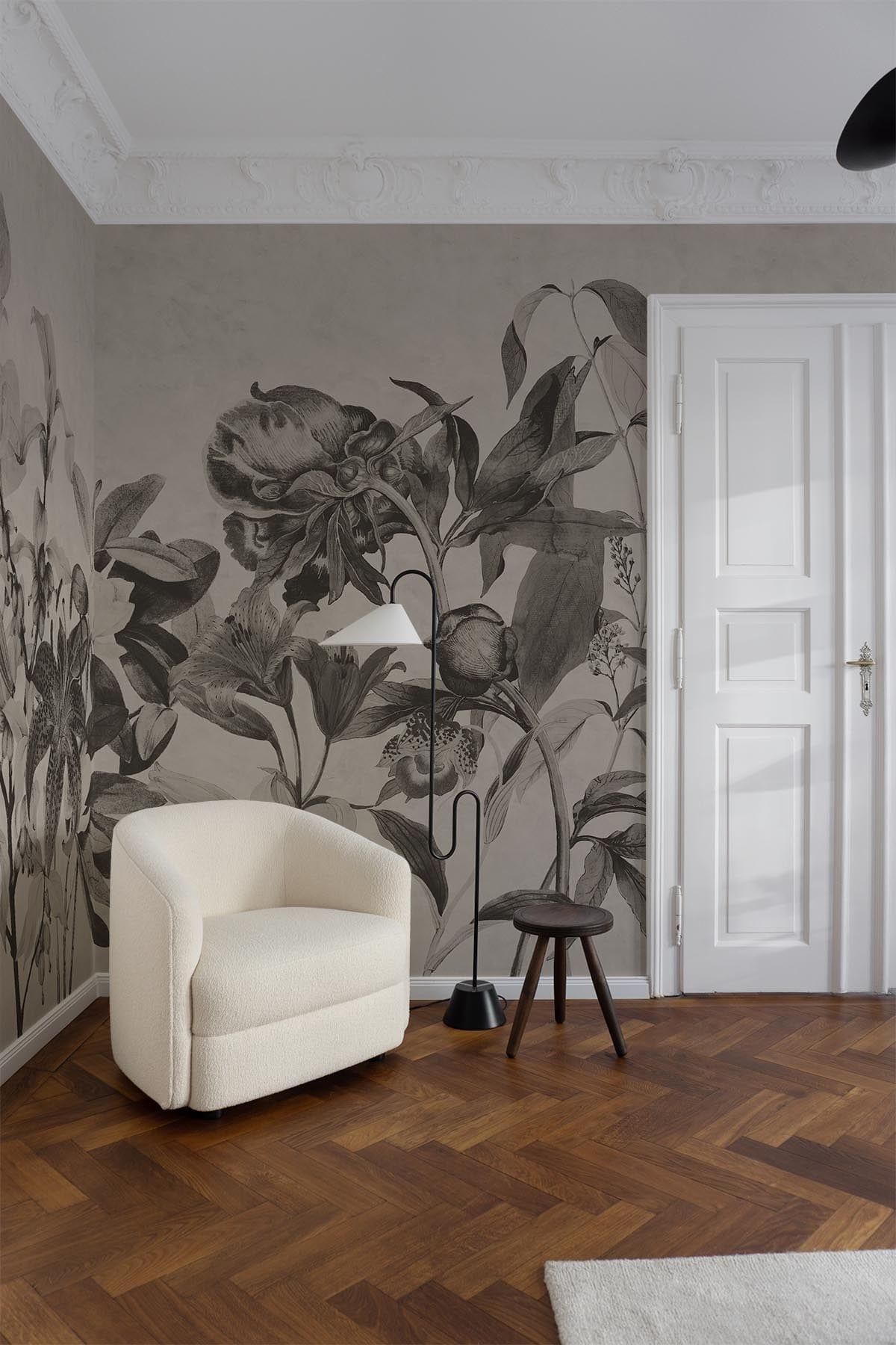  Luxe Botanical Mural Warm Beige