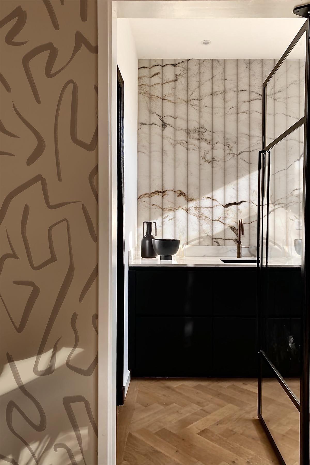  Fluted Marble Wallpaper Neutral
