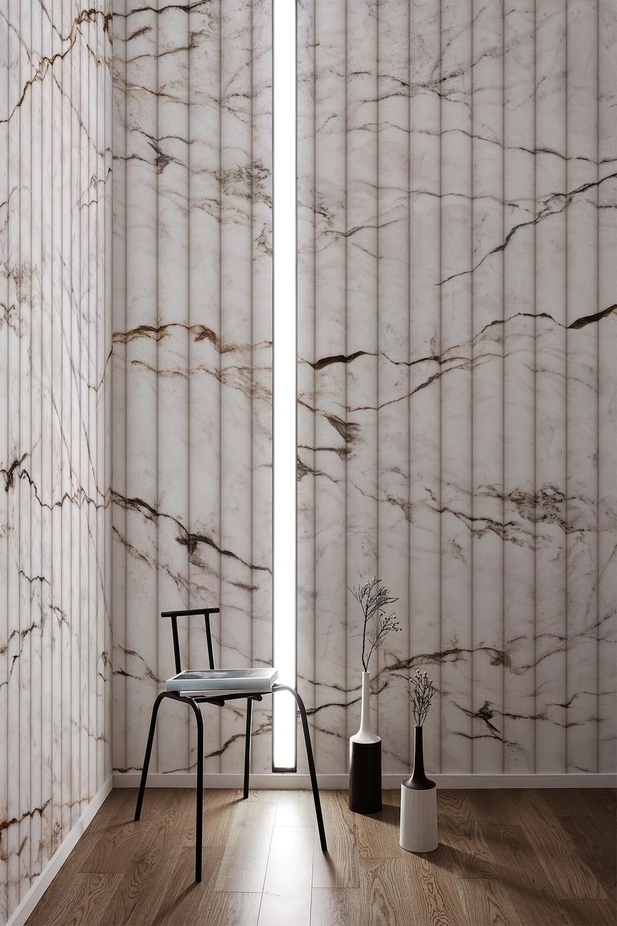  Fluted Marble Wallpaper Neutral