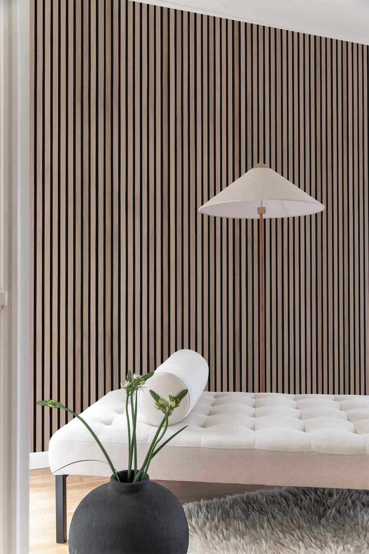  Rib Wood Wallpaper White Washed Oak
