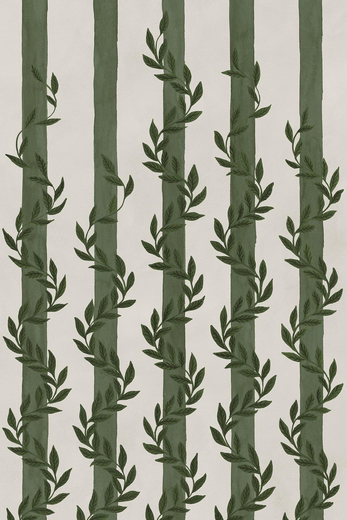  Botanical Stripe Dark Green