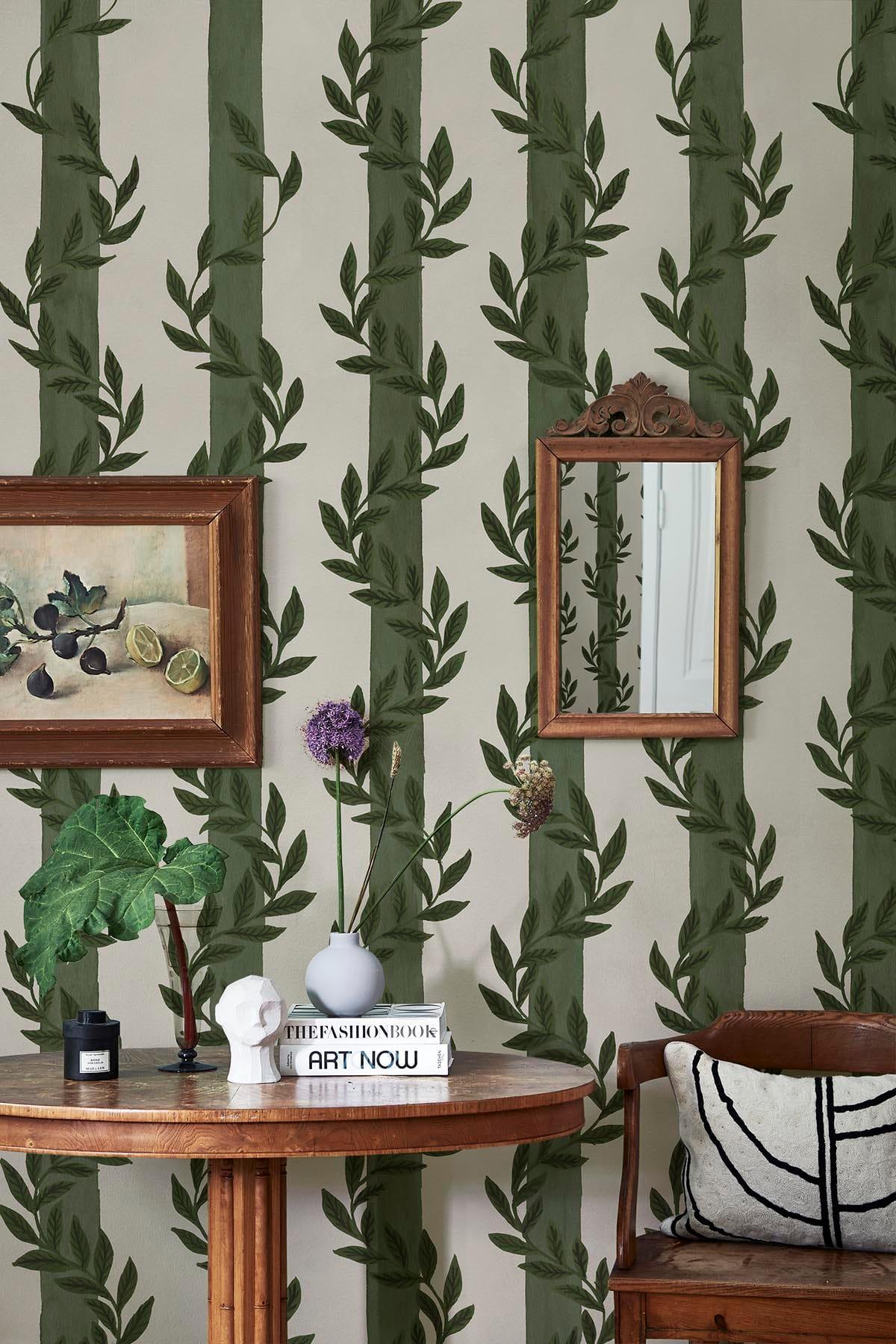  Botanical Stripe Dark Green