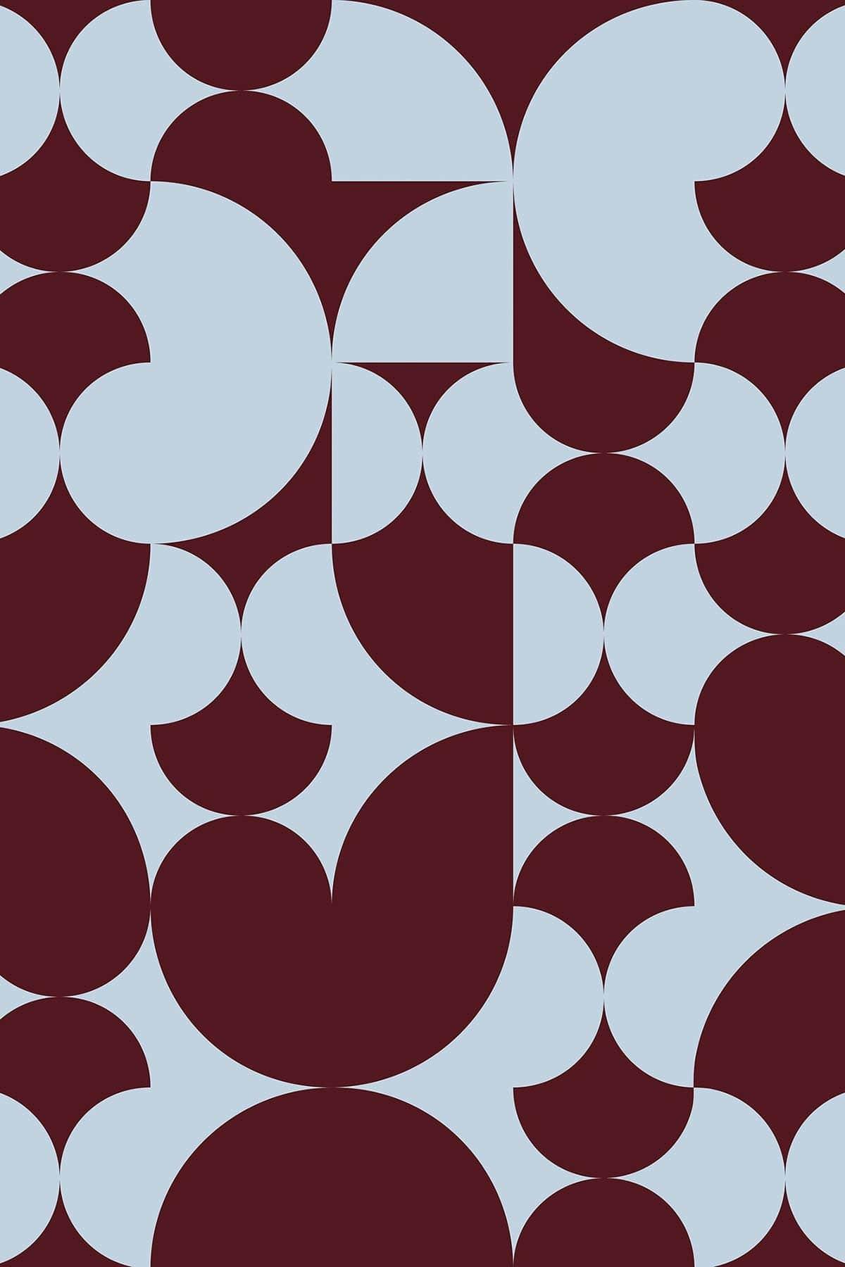  Retro Geometric Burgundy