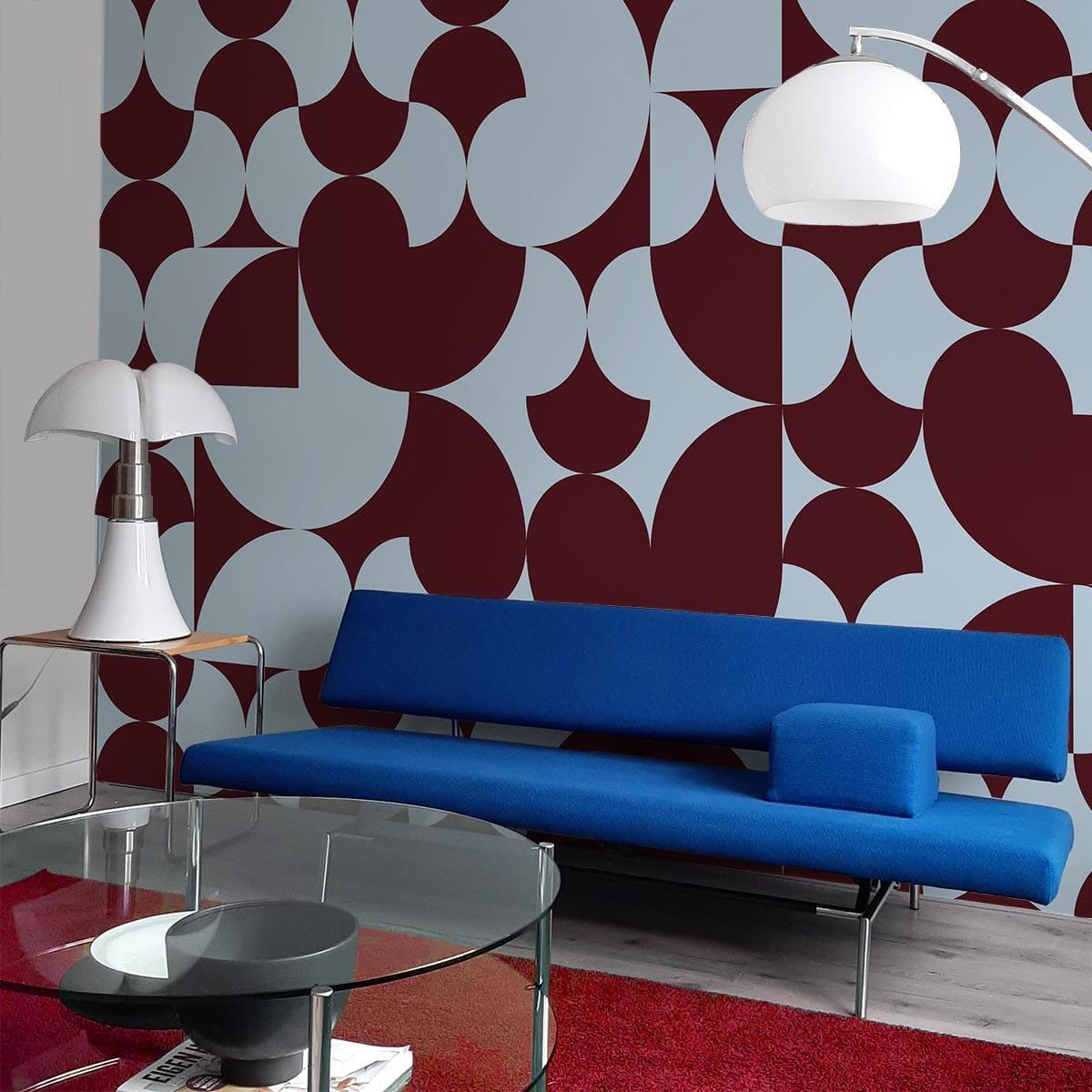  Retro Geometric Burgundy