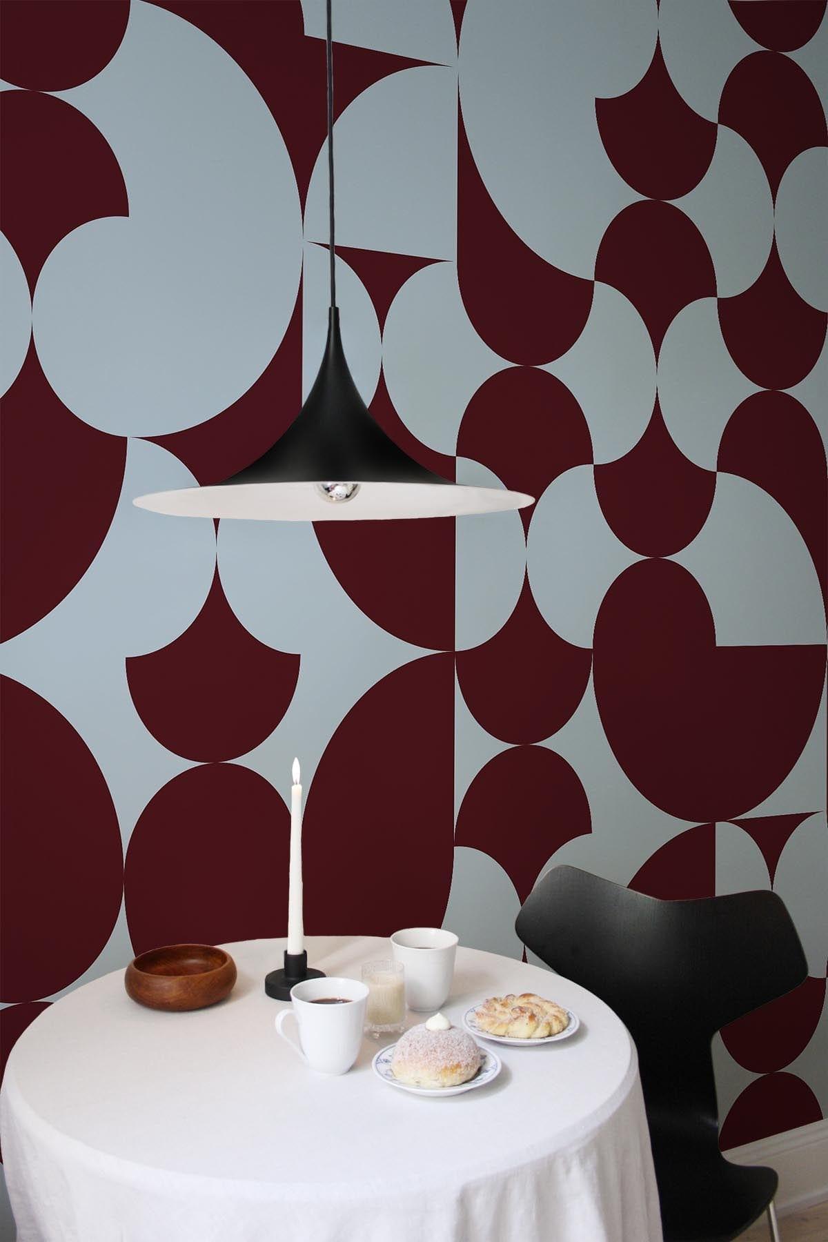  Retro Geometric Burgundy