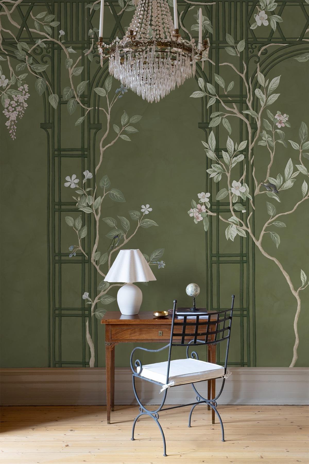  Chinoiserie Arches Dark Green
