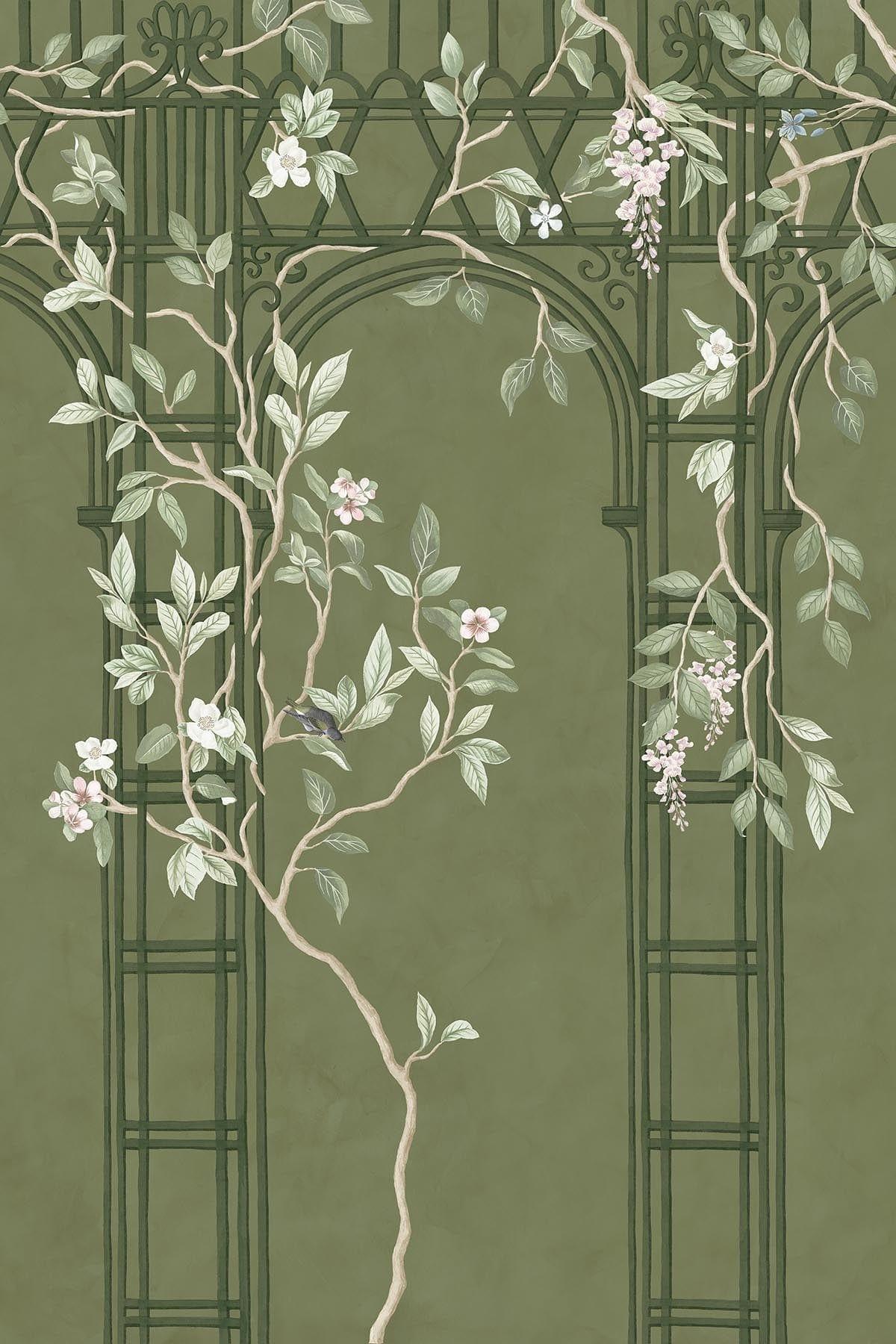  Chinoiserie Arches Dark Green