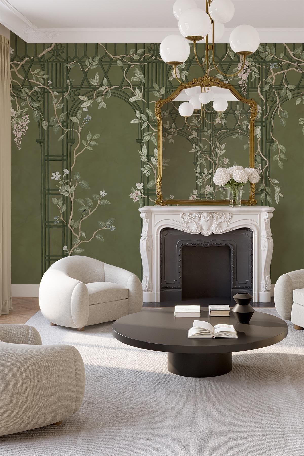  Chinoiserie Arches Dark Green