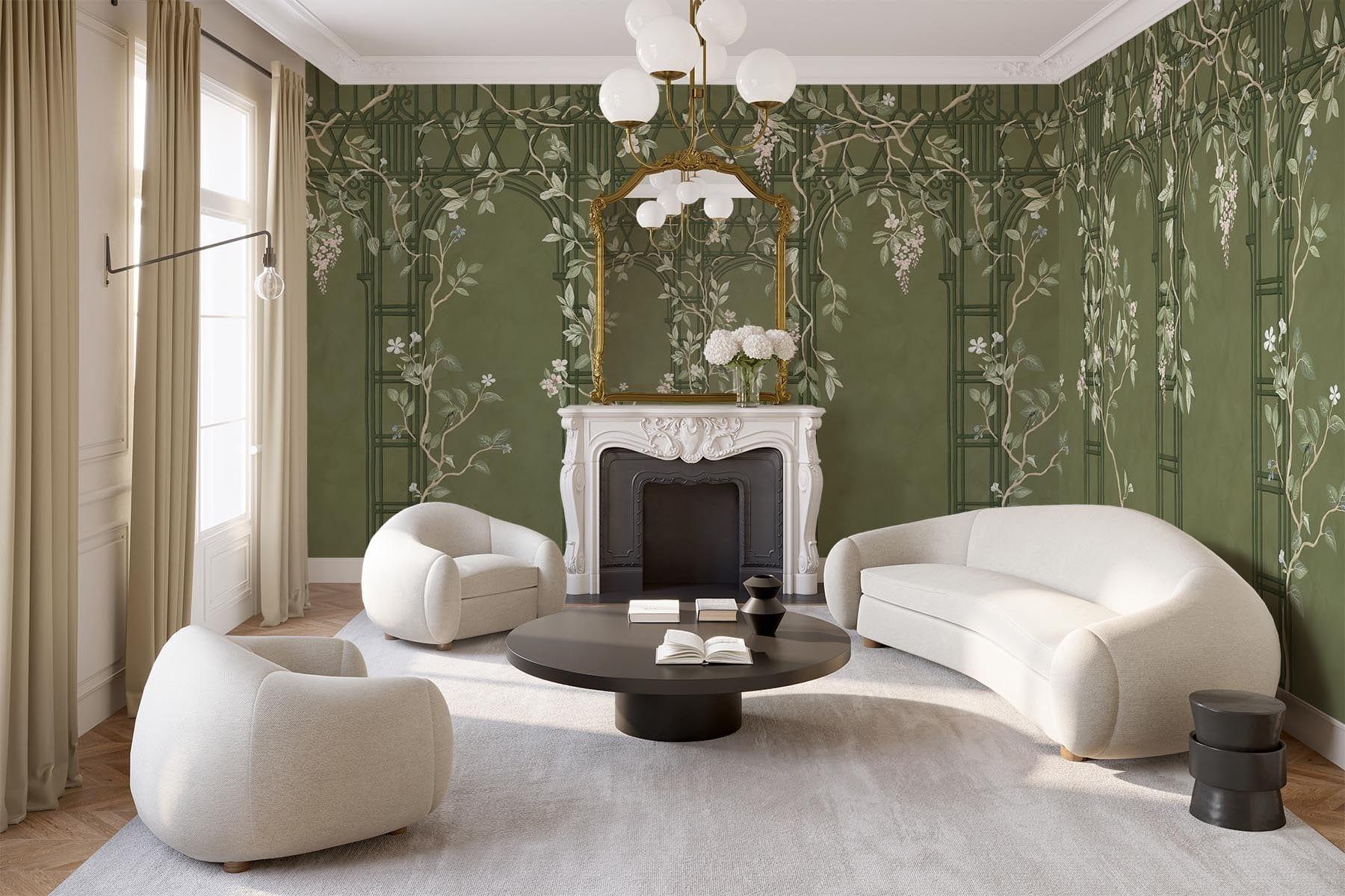  Chinoiserie Arches Dark Green
