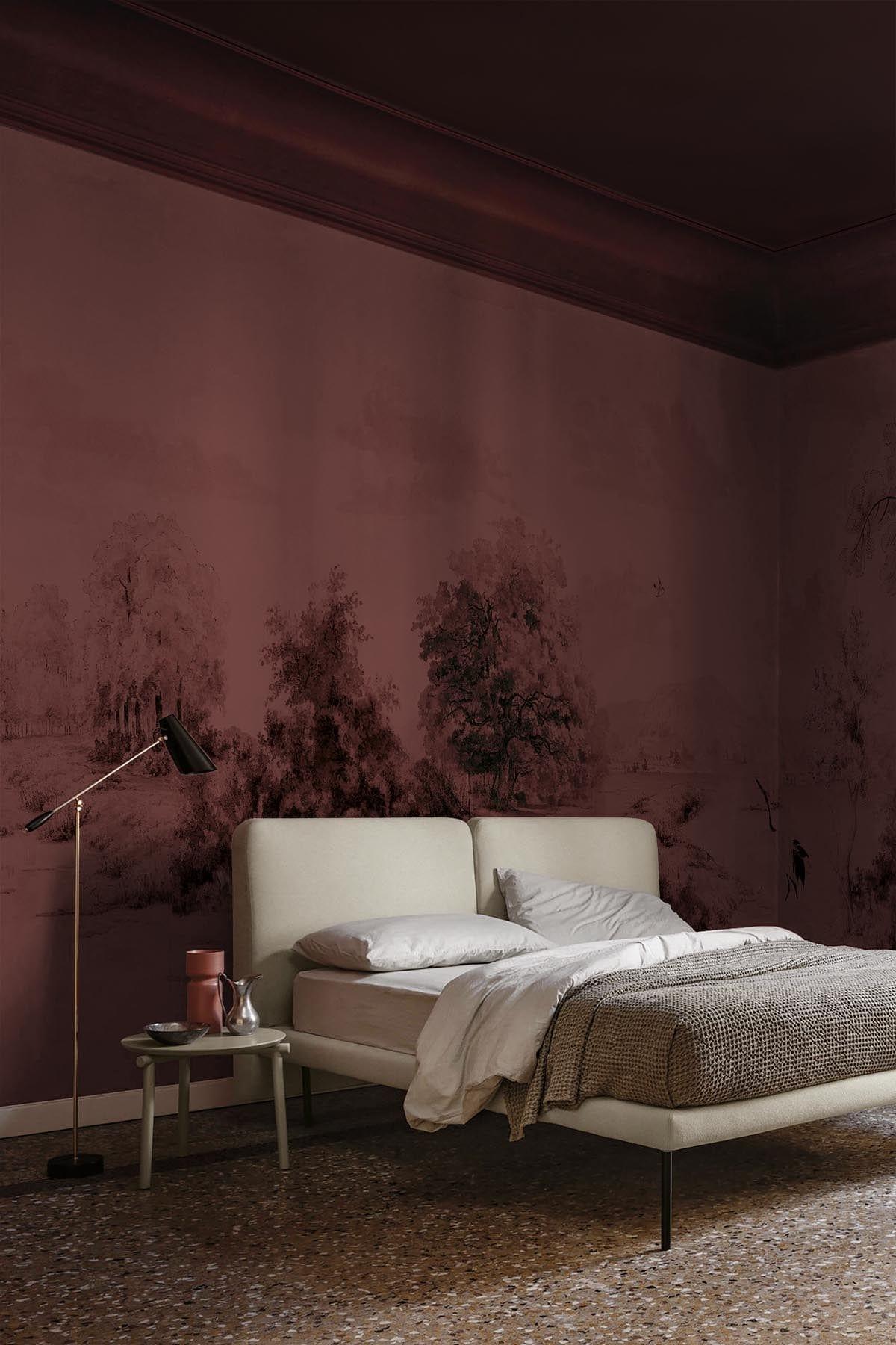  Scenic Landscape Dark Burgundy