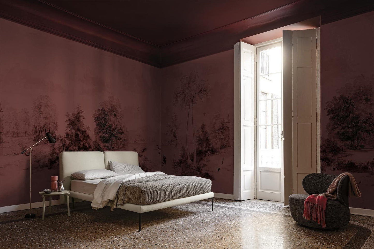  Scenic Landscape Dark Burgundy