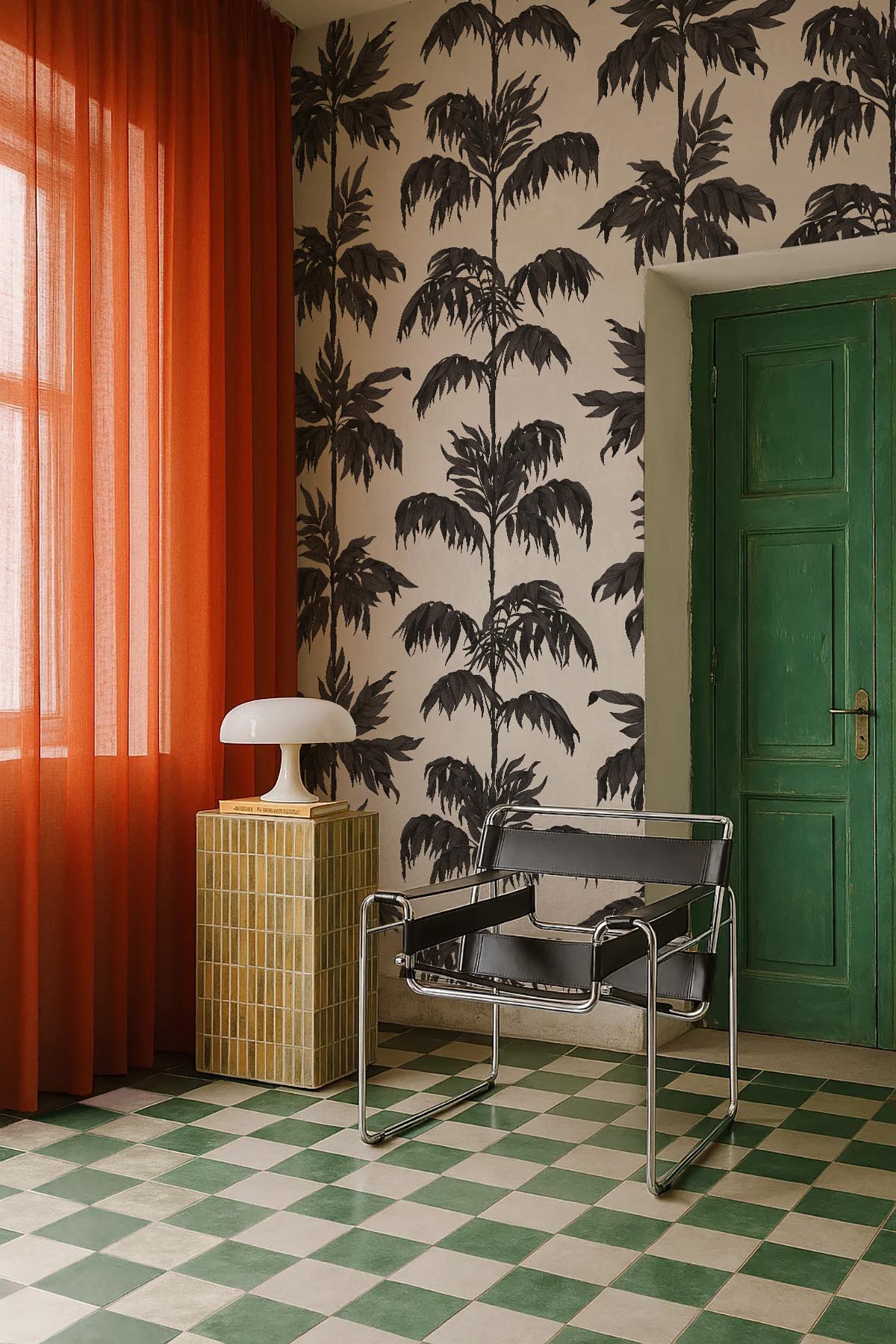  Vintage Palm Tree Small Black White