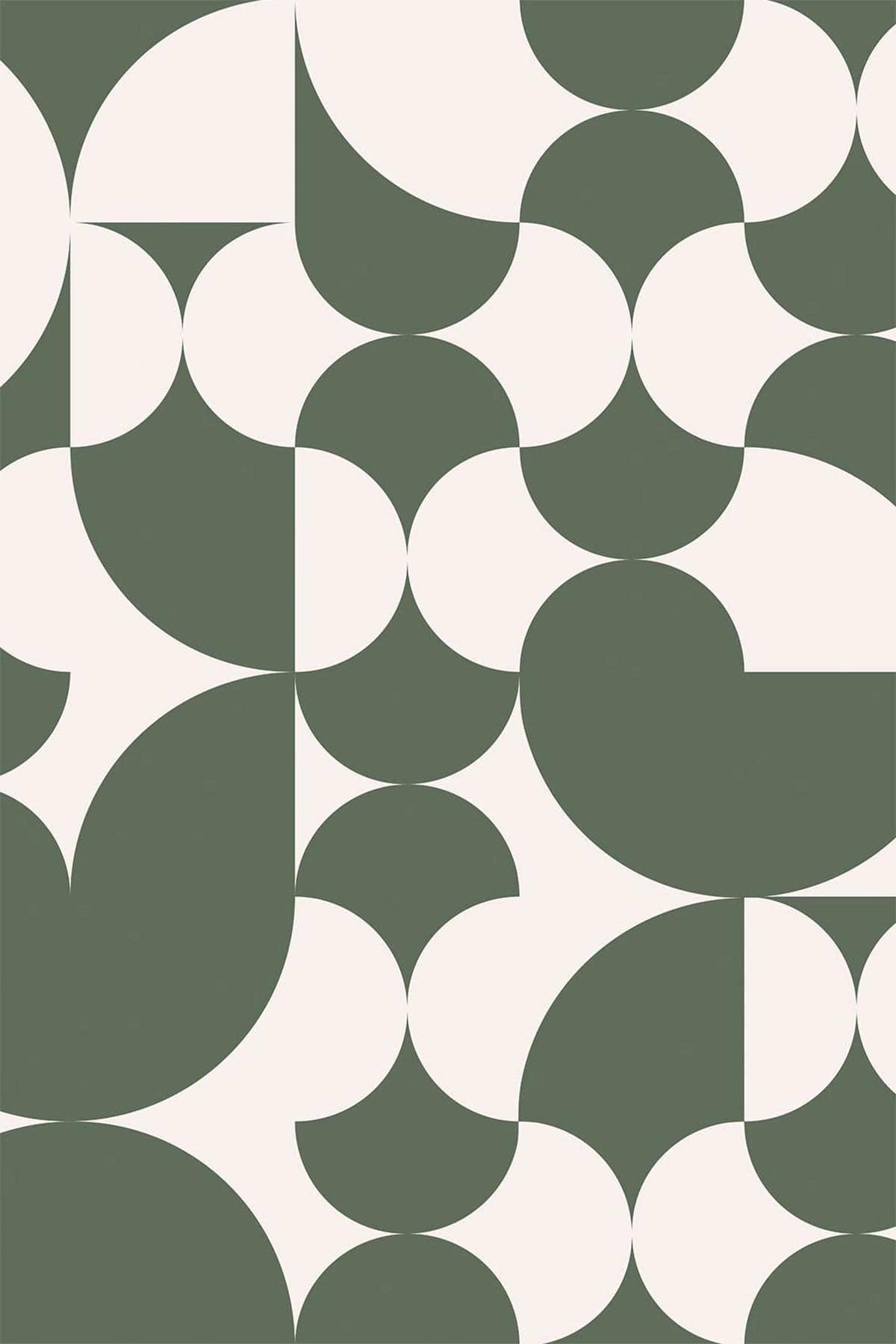  Retro Geometric Dark Green