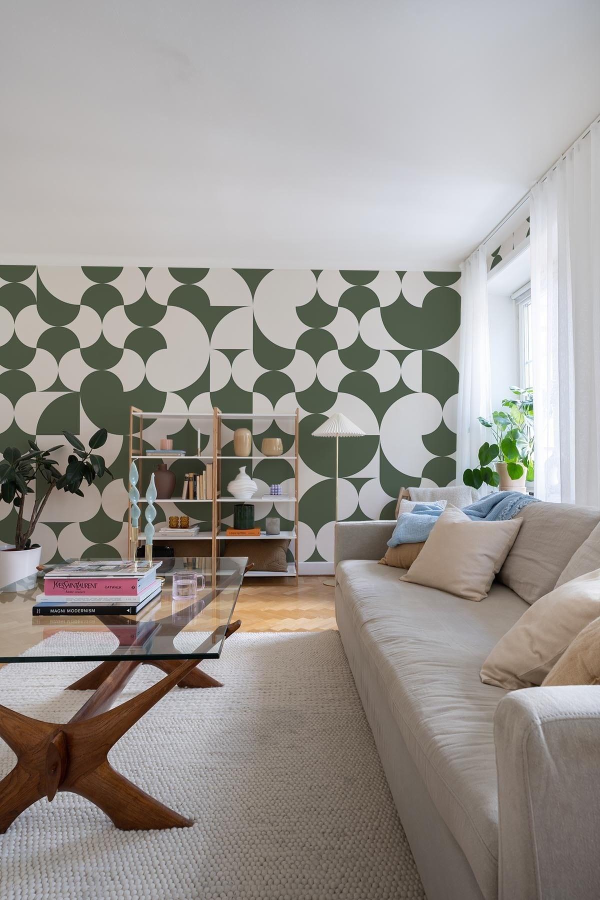  Retro Geometric Dark Green