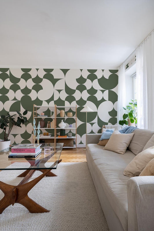  Retro Geometric Dark Green