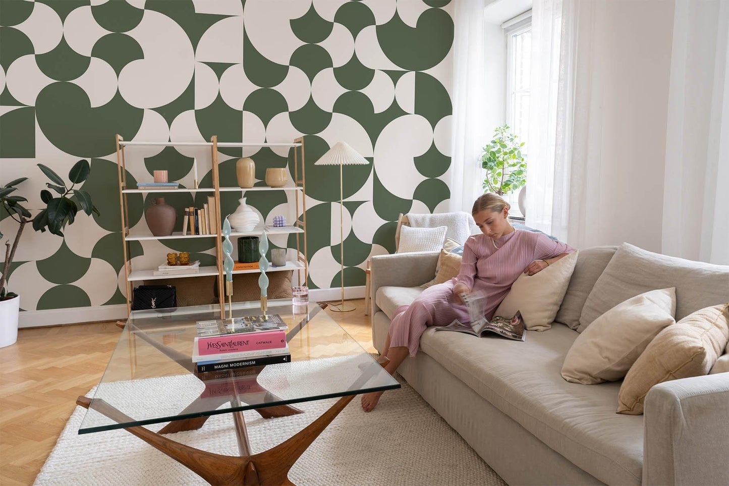  Retro Geometric Dark Green