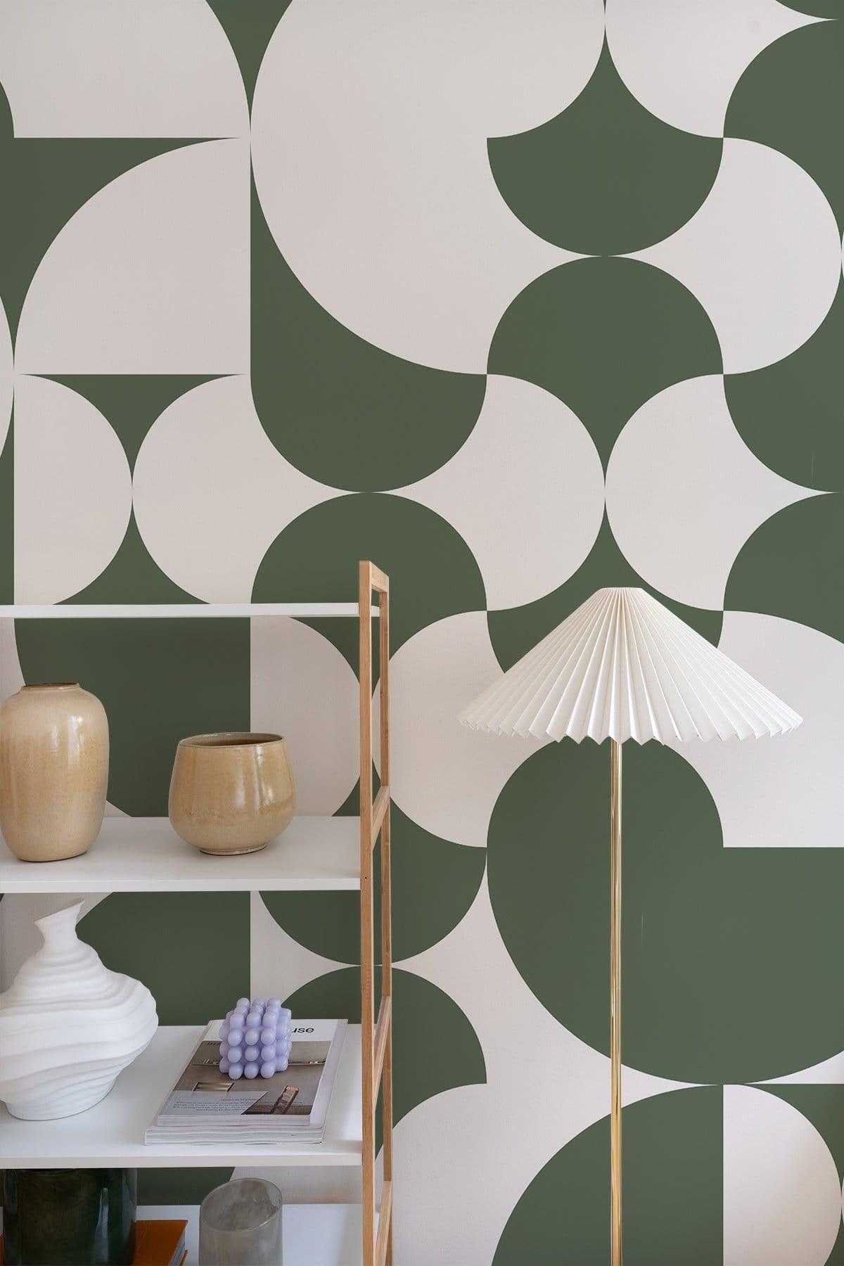  Retro Geometric Dark Green