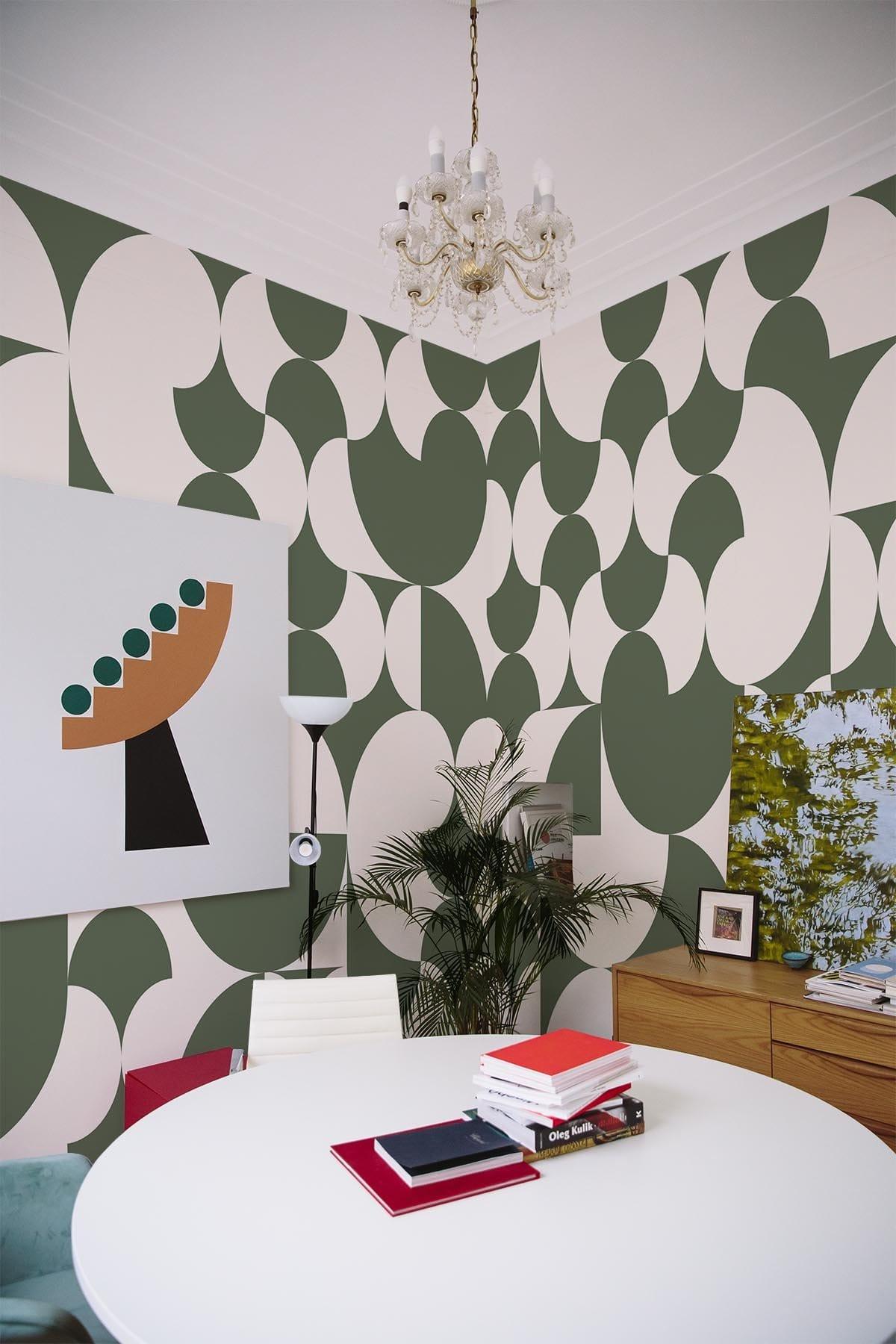  Retro Geometric Dark Green