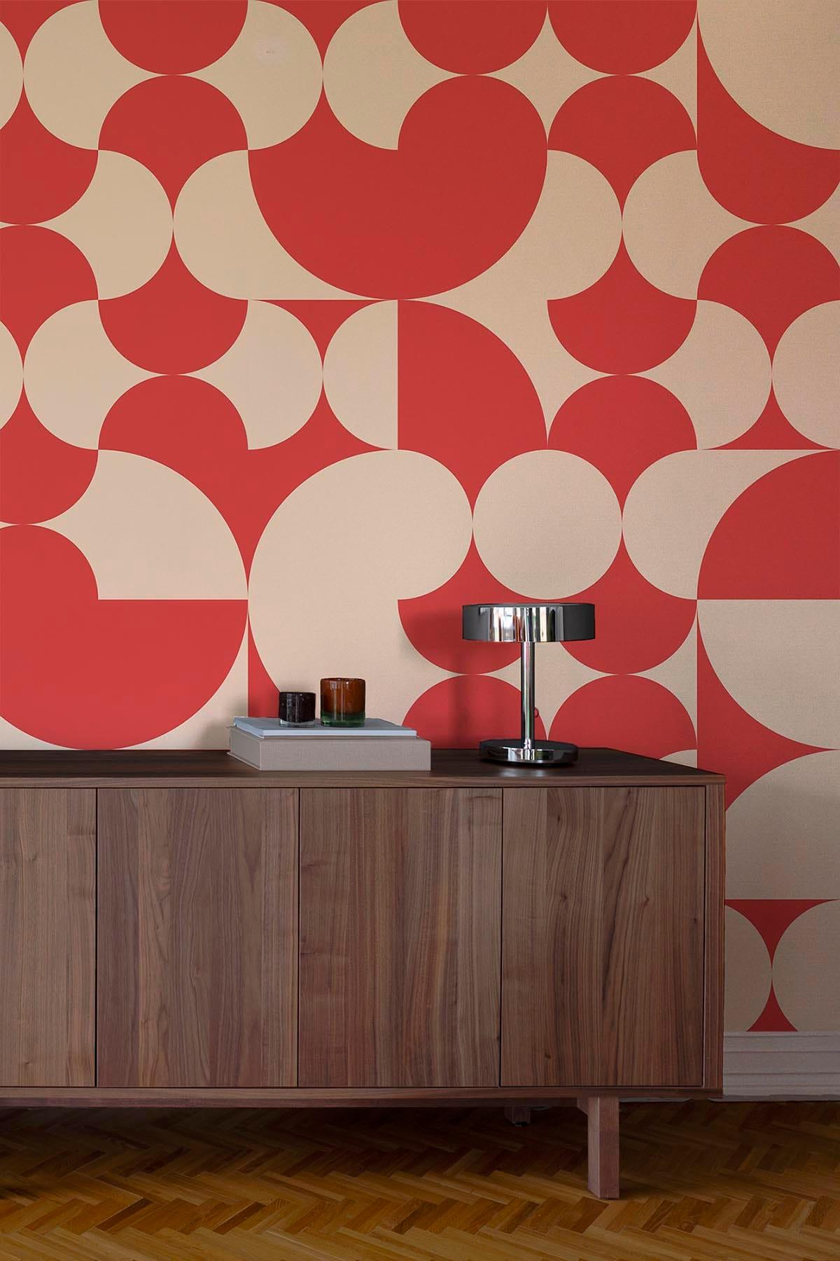  Retro Geometric Smooth Red