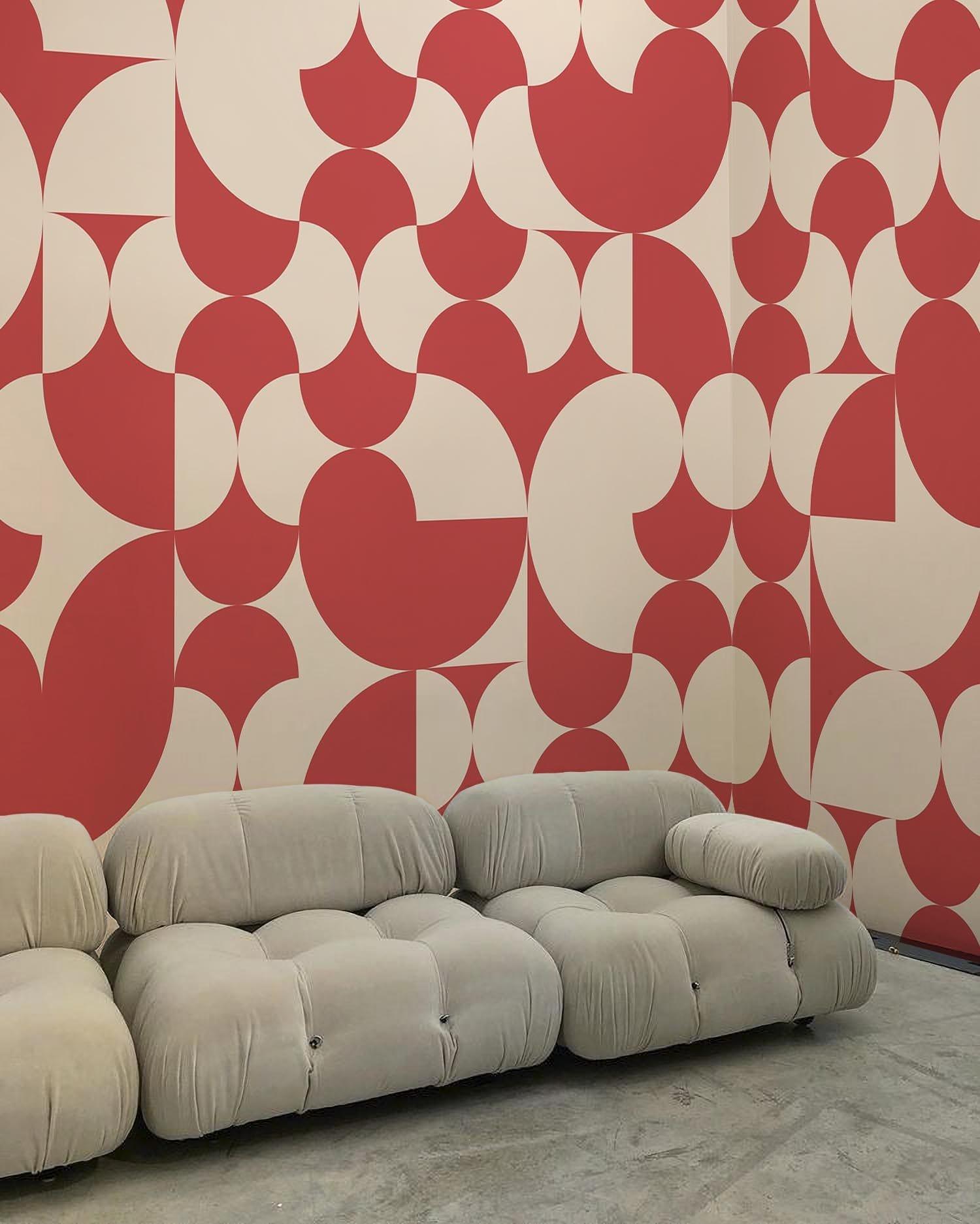  Retro Geometric Smooth Red
