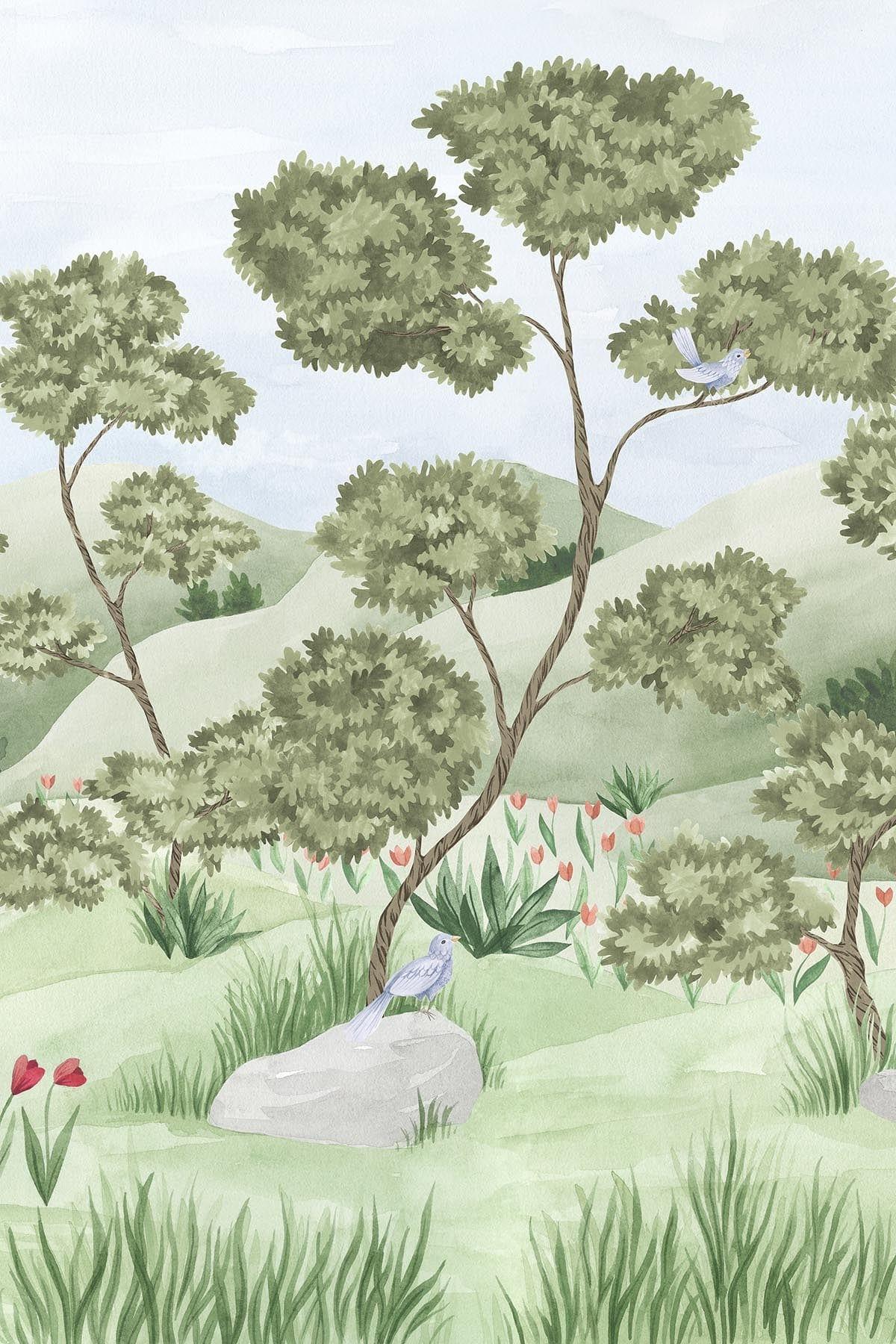  Woodland Birds Green