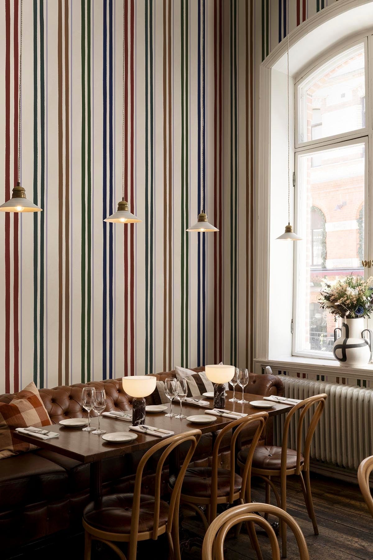  Contemporary Stripe Multi Color Dark